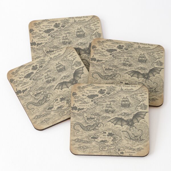 Item preview, Enchanted Isles of Serpent Peak – Vintage Fantasy Sea Monster Map designed and sold by PunchDrop.