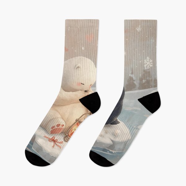 Item preview, Valentine’s Polar Bear & Penguin Couple • Whimsical Heart Lantern Prep Art designed and sold by WildlifeWhimsy.