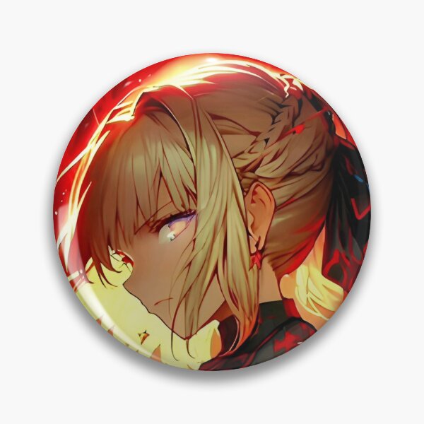 Item preview, Saber- Crimson Resolve – Anime Warrior Girl Surrounded by Burning Shadows designed and sold by Dyan4.