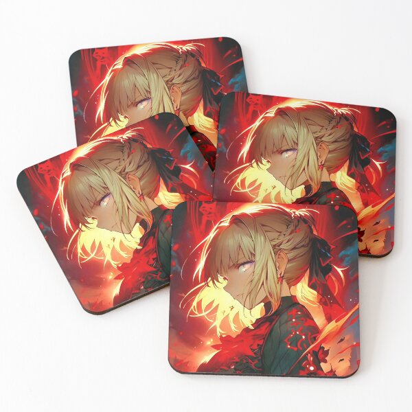 Item preview, Saber- Crimson Resolve – Anime Warrior Girl Surrounded by Burning Shadows designed and sold by Dyan4.