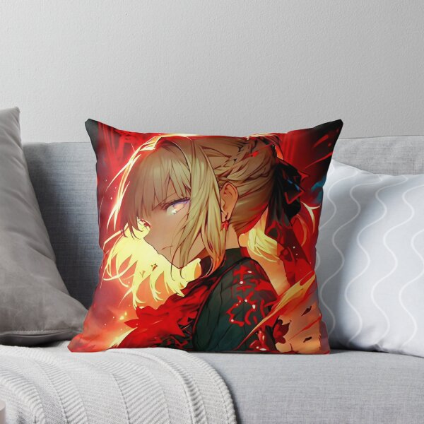 Item preview, Saber- Crimson Resolve – Anime Warrior Girl Surrounded by Burning Shadows designed and sold by Dyan4.