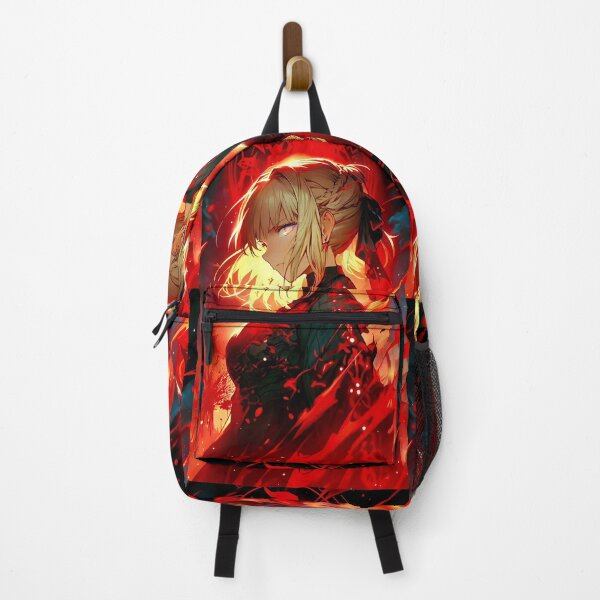 Item preview, Saber- Crimson Resolve – Anime Warrior Girl Surrounded by Burning Shadows designed and sold by Dyan4.