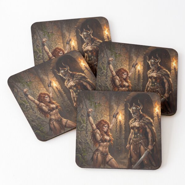 Item preview,  Viking Interrogation of a Barbarian warrior woman in Defiance illustration fantasy art style designed and sold by Vintage Designs +.