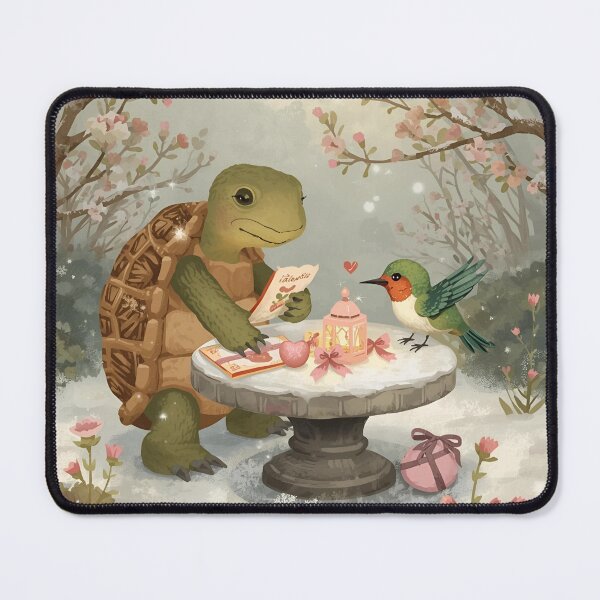 Item preview, Valentine’s Turtle & Hummingbird Couple • Whimsical Heart Note Prep Art designed and sold by WildlifeWhimsy.