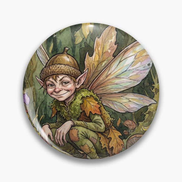Item preview, Pixie Mischief creature of folklore watercolor artwork illustration designed and sold by Vintage Designs +.