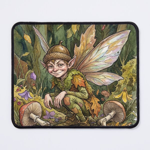 Item preview, Pixie Mischief creature of folklore watercolor artwork illustration designed and sold by Vintage Designs +.