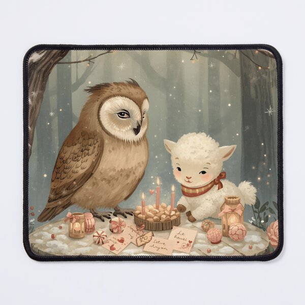 Item preview, Valentine’s Owl & Lamb Couple • Whimsical Heart Charm Prep Art designed and sold by WildlifeWhimsy.
