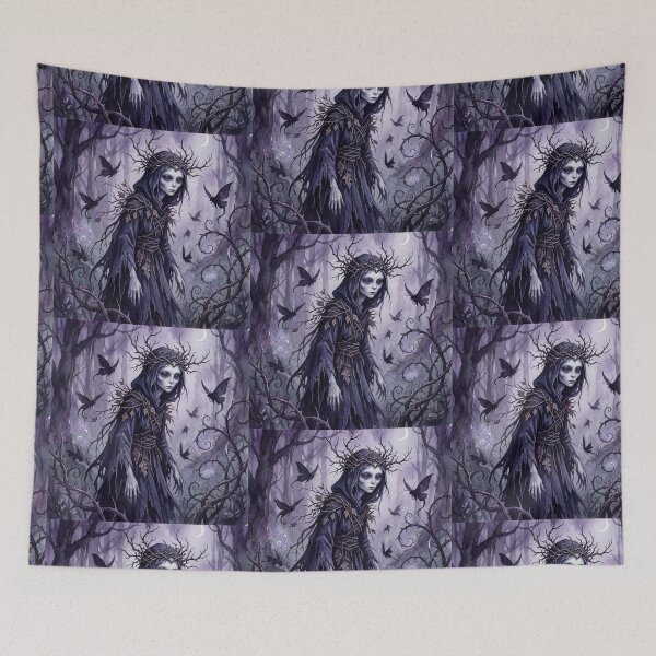 Item preview, Unseelie Thorn Queen creature of folklore watercolor artwork illustration designed and sold by Vintage Designs +.
