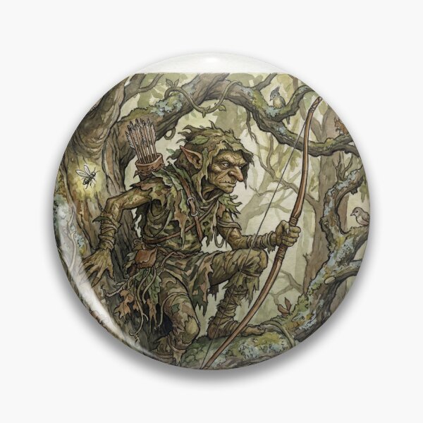 Item preview, Hobgoblin Ranger creature of folklore watercolor artwork illustration designed and sold by Vintage Designs +.