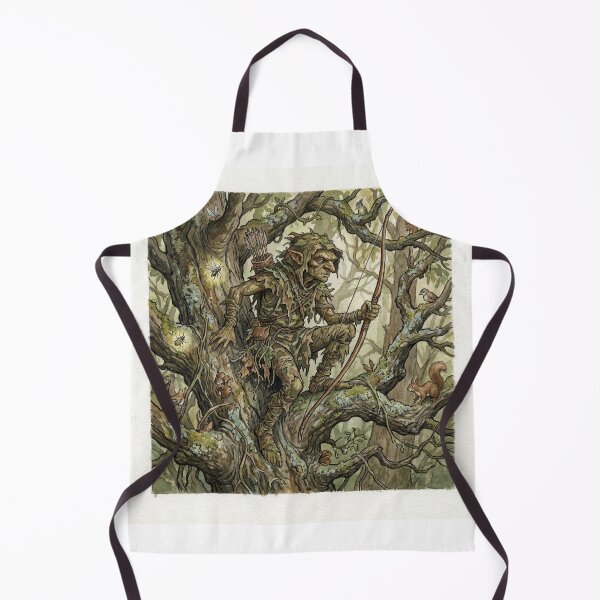 Item preview, Hobgoblin Ranger creature of folklore watercolor artwork illustration designed and sold by Vintage Designs +.