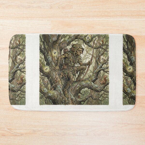 Item preview, Hobgoblin Ranger creature of folklore watercolor artwork illustration designed and sold by Vintage Designs +.