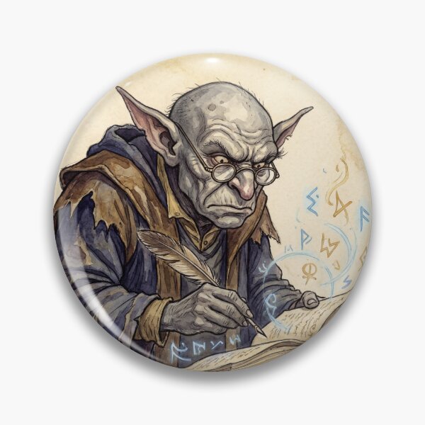 Item preview, Hobgoblin Scholar creature of folklore watercolor artwork illustration designed and sold by Vintage Designs +.