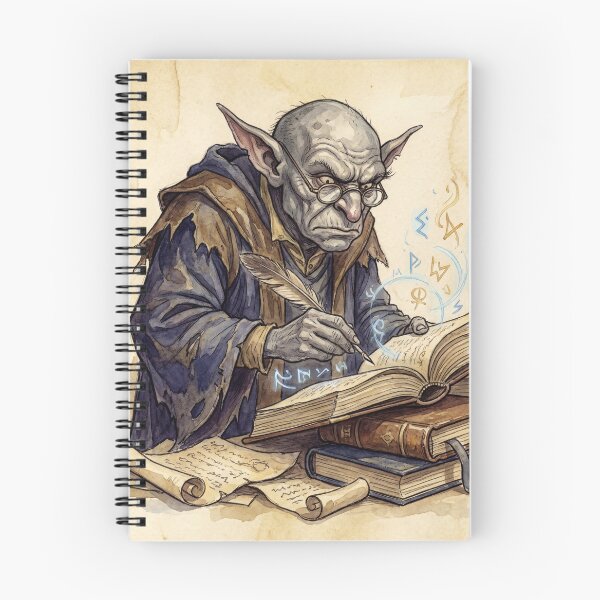 Item preview, Hobgoblin Scholar creature of folklore watercolor artwork illustration designed and sold by Vintage Designs +.