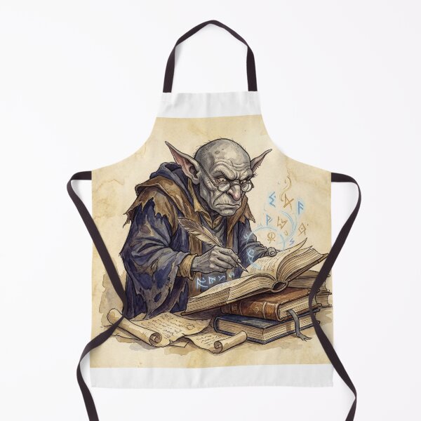 Item preview, Hobgoblin Scholar creature of folklore watercolor artwork illustration designed and sold by Vintage Designs +.