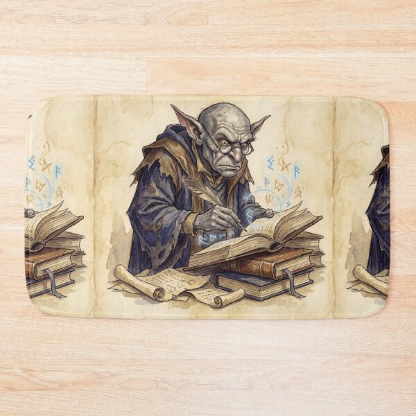 Item preview, Hobgoblin Scholar creature of folklore watercolor artwork illustration designed and sold by Vintage Designs +.