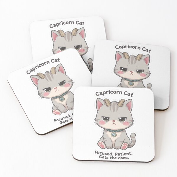 Item preview, Capricorn Cat – Calm & Determined Zodiac Chibi Cat Sticker designed and sold by Purr-Vibes.