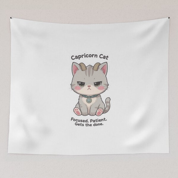 Item preview, Capricorn Cat – Calm & Determined Zodiac Chibi Cat Sticker designed and sold by Purr-Vibes.