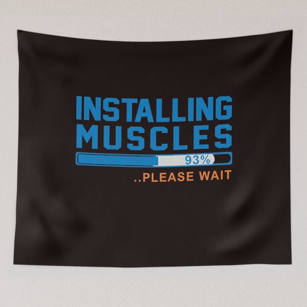 Item preview, Funny Workout, Humorous Gym, Funny Fitness, Installing Muscles, Lift Weight, Exercise Quote designed and sold by DesignDenDo ⭐⭐⭐⭐⭐.