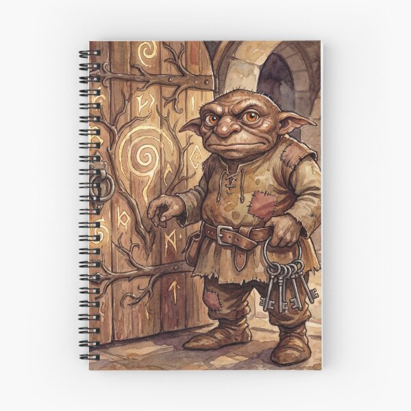 Item preview, Hobgoblin Manor Guardian creature of folklore watercolor artwork illustration designed and sold by Vintage Designs +.
