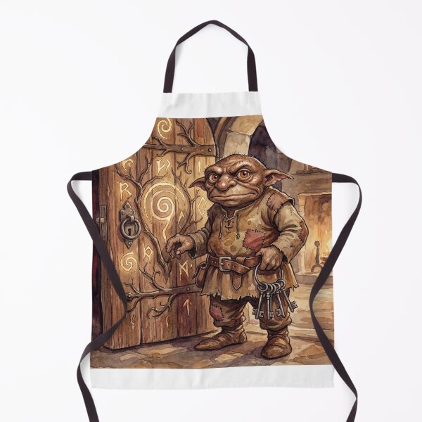 Item preview, Hobgoblin Manor Guardian creature of folklore watercolor artwork illustration designed and sold by Vintage Designs +.