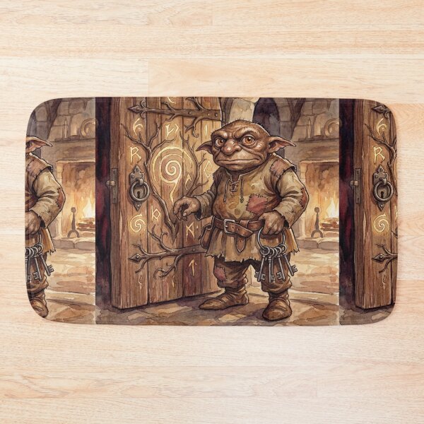 Item preview, Hobgoblin Manor Guardian creature of folklore watercolor artwork illustration designed and sold by Vintage Designs +.