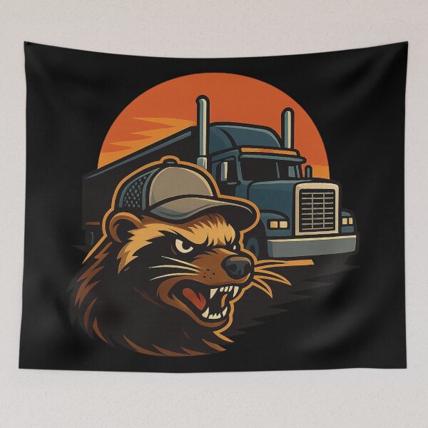 Item preview, A brave honey badger truck driver, a work of art about wildlife on the road designed and sold by Ach&Koor.