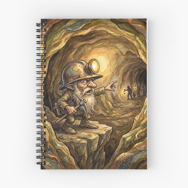 Item preview, Tommy Knocker Warning Miner Spirit creature of folklore watercolor artwork illustration designed and sold by Vintage Designs +.
