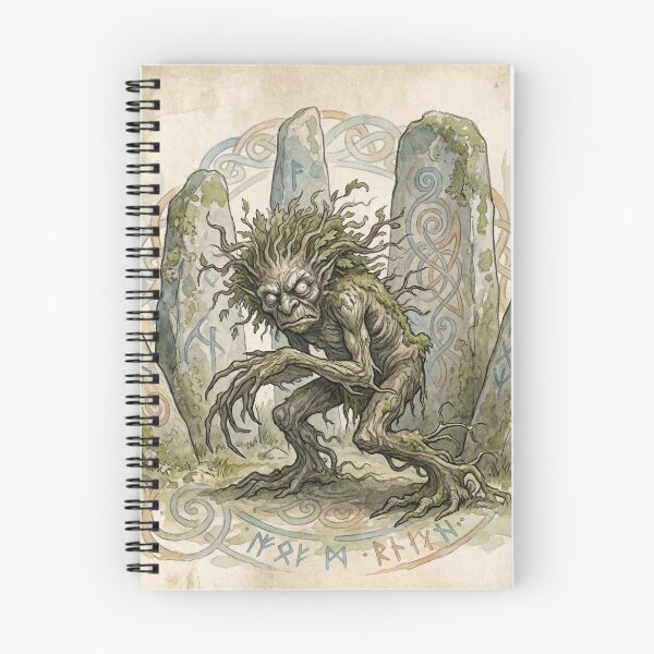 Item preview, Spriggan Stone Guardian creature of folklore watercolor artwork illustration designed and sold by Vintage Designs +.