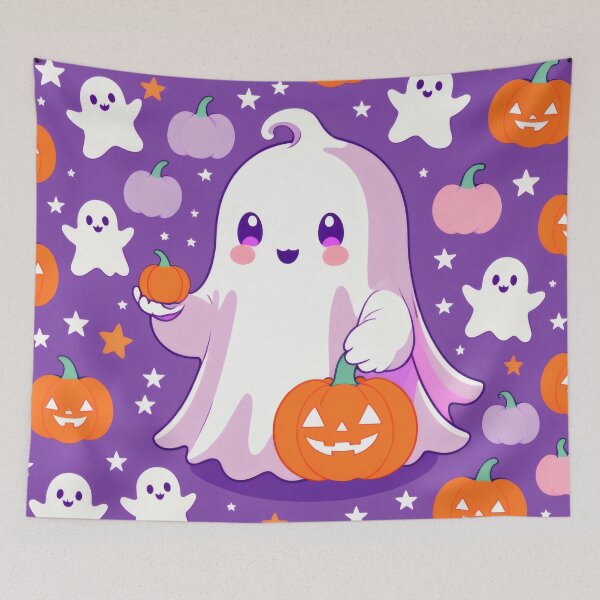 Item preview, Cute Halloween Ghost Pattern | Kawaii Spooky Wall Art designed and sold by Visualynx.