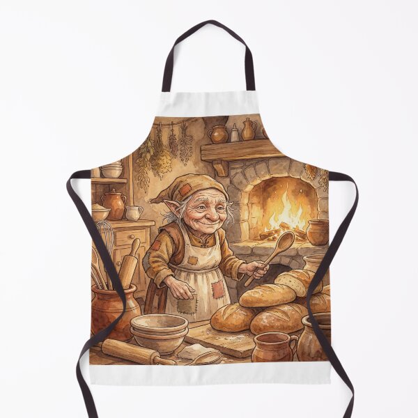 Item preview, Brownie in her Cozy Kitchen creature of folklore watercolor artwork illustration designed and sold by Vintage Designs +.