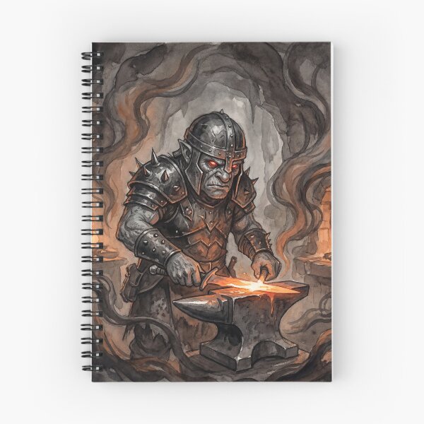 Item preview, Duergar at its Forge creature of folklore watercolor artwork illustration designed and sold by Vintage Designs +.