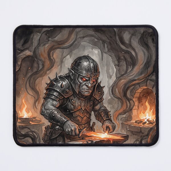 Item preview, Duergar at its Forge creature of folklore watercolor artwork illustration designed and sold by Vintage Designs +.