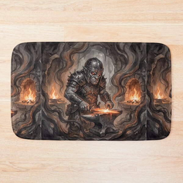 Item preview, Duergar at its Forge creature of folklore watercolor artwork illustration designed and sold by Vintage Designs +.