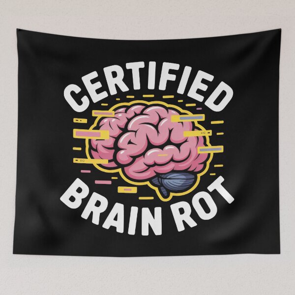 Item preview, Certified Brain Rot Glitch Design with Stylized Brain and Digital Overload Aesthetic designed and sold by SplashTastic.