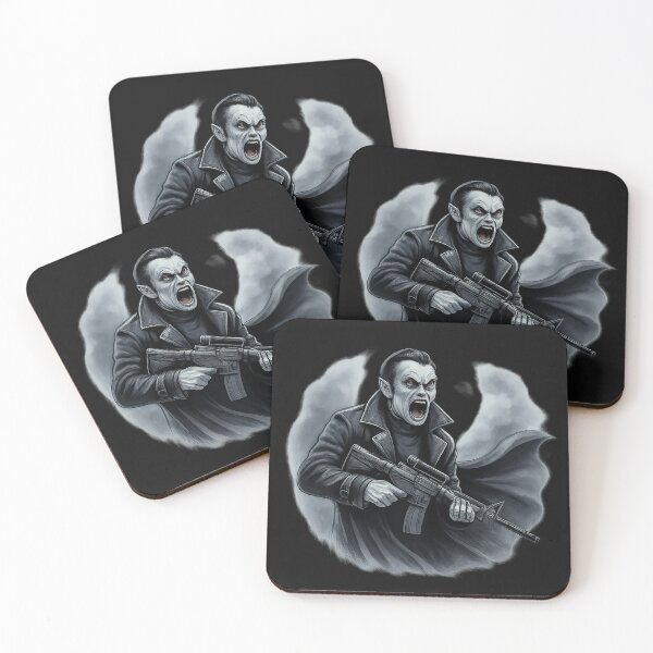 Item preview, Tactical Vampire with Assault Rifle - Dark Gothic Action Art designed and sold by Gothic Fantasy.