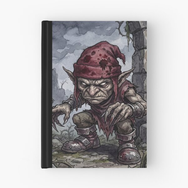 Item preview, Redcap in ancient Ruins creature of folklore watercolor artwork illustration designed and sold by Vintage Designs +.