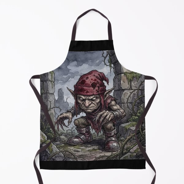 Item preview, Redcap in ancient Ruins creature of folklore watercolor artwork illustration designed and sold by Vintage Designs +.