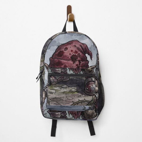 Item preview, Redcap in ancient Ruins creature of folklore watercolor artwork illustration designed and sold by Vintage Designs +.