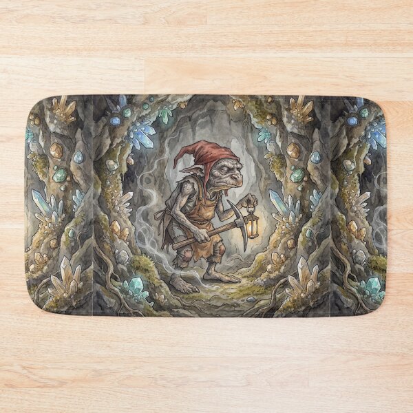 Item preview, Kobold Miner creature of folklore watercolor artwork illustration designed and sold by Vintage Designs +.