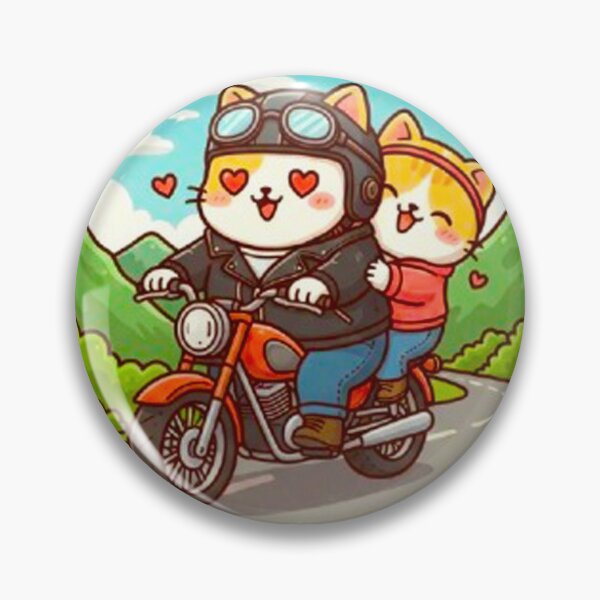 Item preview, Cute Mochi Paw Love in the Air: Sweet Cat Couple Motorcycle Ride designed and sold by MT-Hub | Cute Aesthetic Art, Stickers & Phone Cases.
