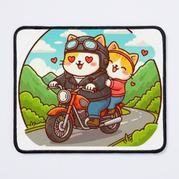 Item preview, Cute Mochi Paw Love in the Air: Sweet Cat Couple Motorcycle Ride designed and sold by MT-Hub | Cute Aesthetic Art, Stickers & Phone Cases.
