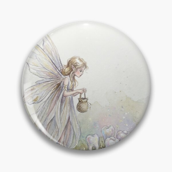 Item preview, Tooth Fairy with Pearly whites creature of folklore watercolor artwork illustration designed and sold by Vintage Designs +.