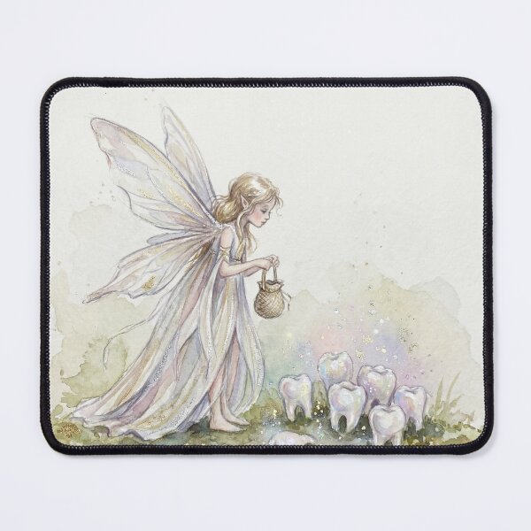 Item preview, Tooth Fairy with Pearly whites creature of folklore watercolor artwork illustration designed and sold by Vintage Designs +.