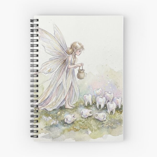Item preview, Tooth Fairy with Pearly whites creature of folklore watercolor artwork illustration designed and sold by Vintage Designs +.