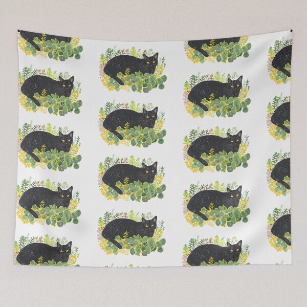 Item preview, Black Cat with house plants designed and sold by xiao xuans.