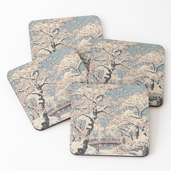 Item preview, Japanese Ukiyo-e Winter Plum Blossom Snow Art - Edo Style Woodblock Print Snowy Grove Zen Aesthetic designed and sold by Vandy Fullam.