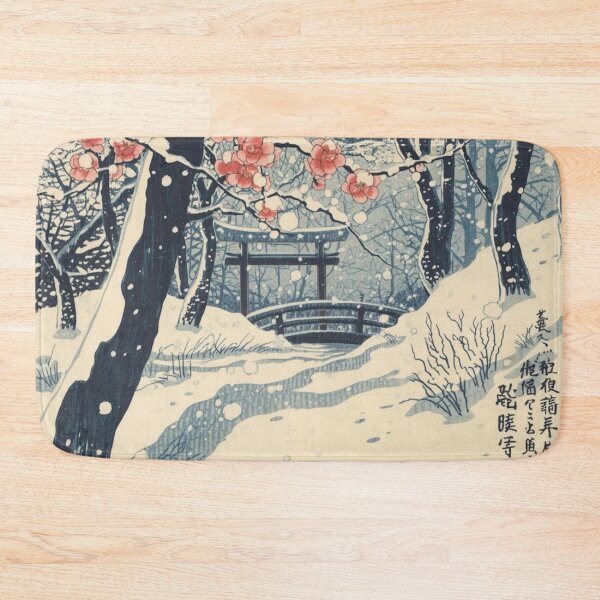 Item preview, Snowy Ume Plum Blossom Ukiyo-e Art - Traditional Japanese Winter Woodblock Snowfall Edo Period Print designed and sold by Vandy Fullam.