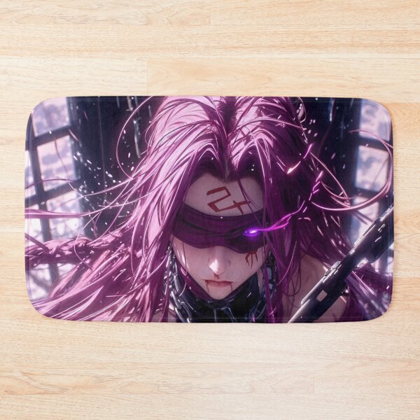 Item preview, Rider/Medusa-Blindfolded Blade Warrior – Dark Neon Cyberpunk Anime Art designed and sold by Dyan4.