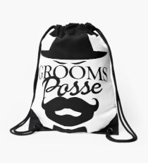 Bachelorette party beard bow tie Drawstring Bag