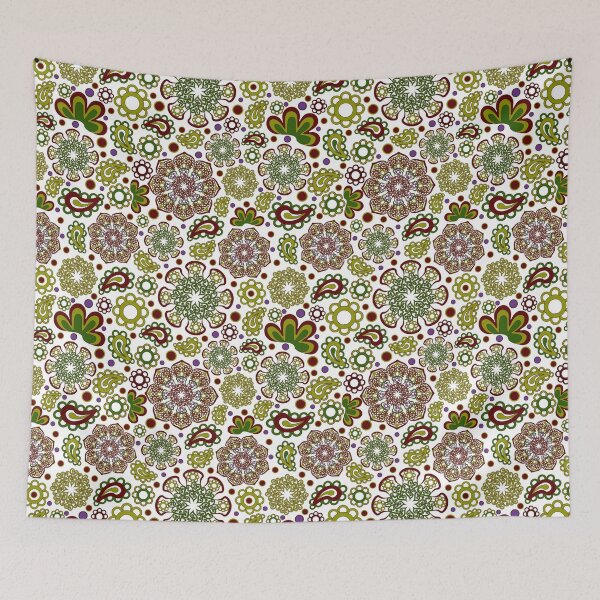 Item preview, Ornamental, fashionable, boho, colorful swirl pattern on a white background. Seamless floral pattern-170. designed and sold by Natalya Alexandrou.